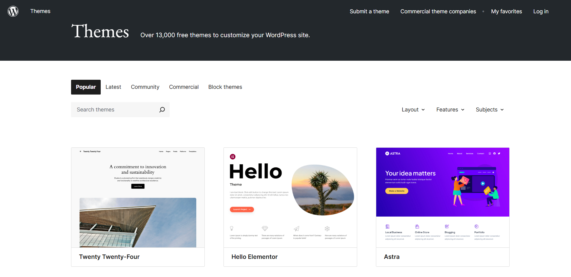 Themes on WordPress