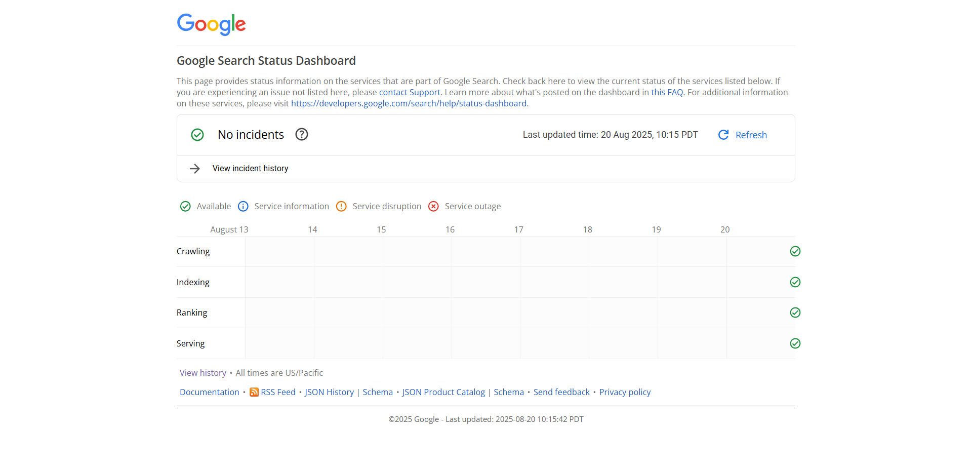 Google Search Update Dashboard
