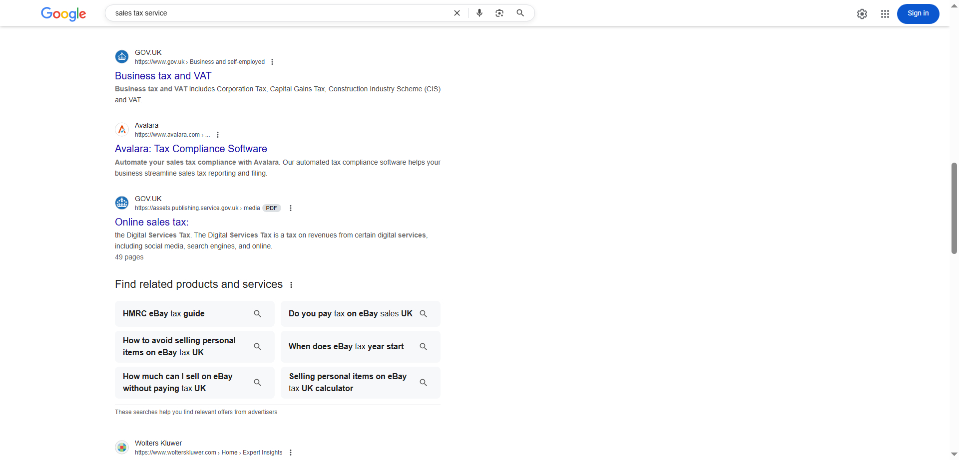 Example of Organic Results on Search Engine results page