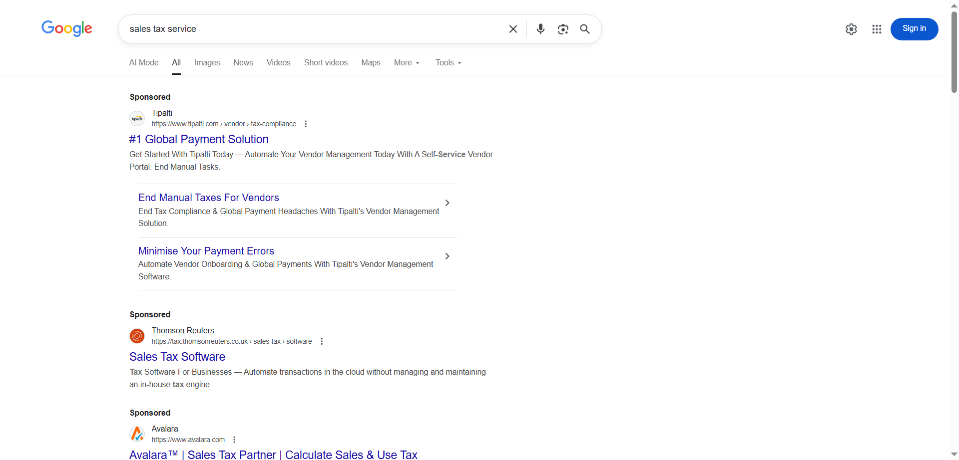 Example of PPC Campaign on Search Engine results page