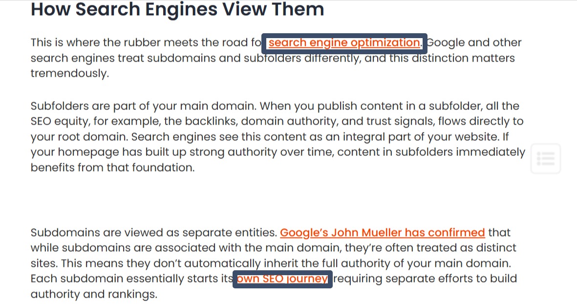 Examples of internal links